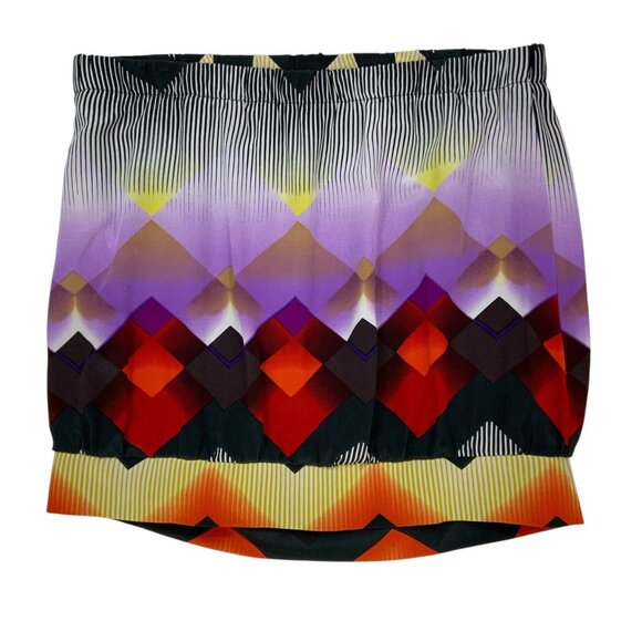 Orna Farho Silk Skirt 40 US/8 Multicolor Mini Pleated Blouson Bubble France - Picture 11 of 12